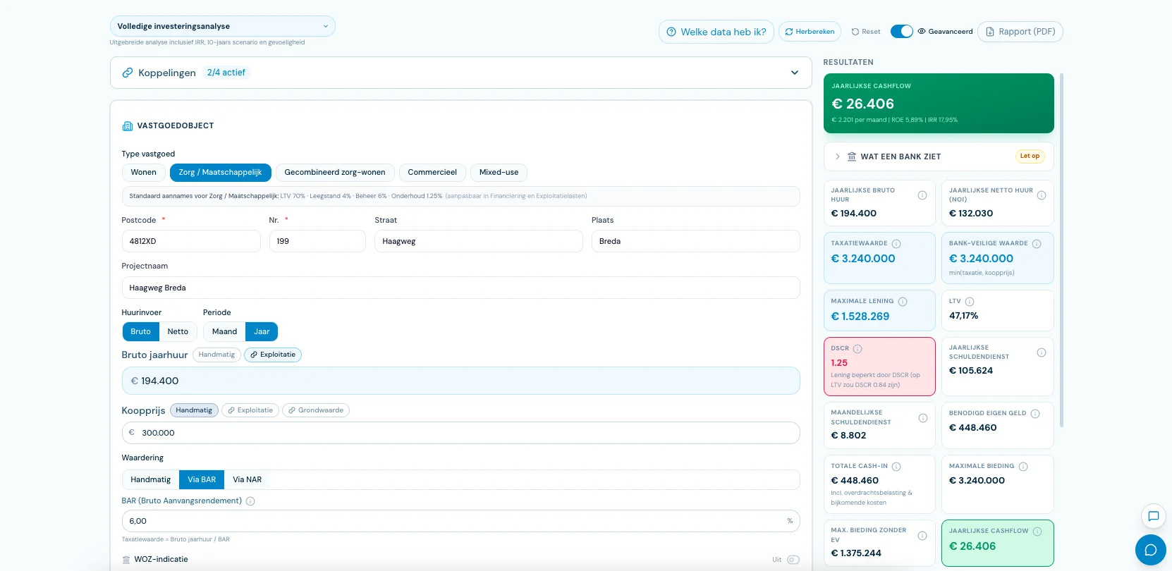 STEDIX Acquisitie Analyse — volledige investeringsanalyse met cashflow, BAR, NAR en DSCR
