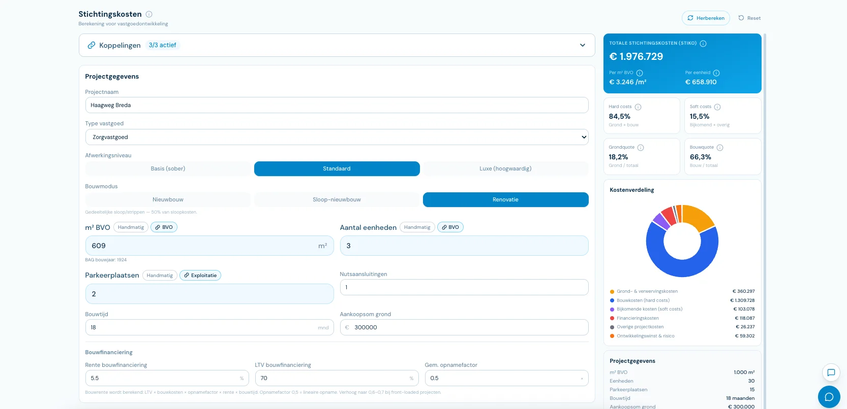 Stichtingskosten Calculator screenshot
